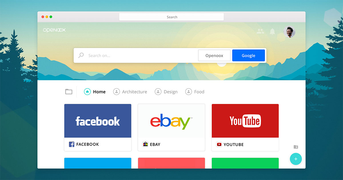 openoox.com marketing preview: personalized start page with Oox tiles and Openoox search.